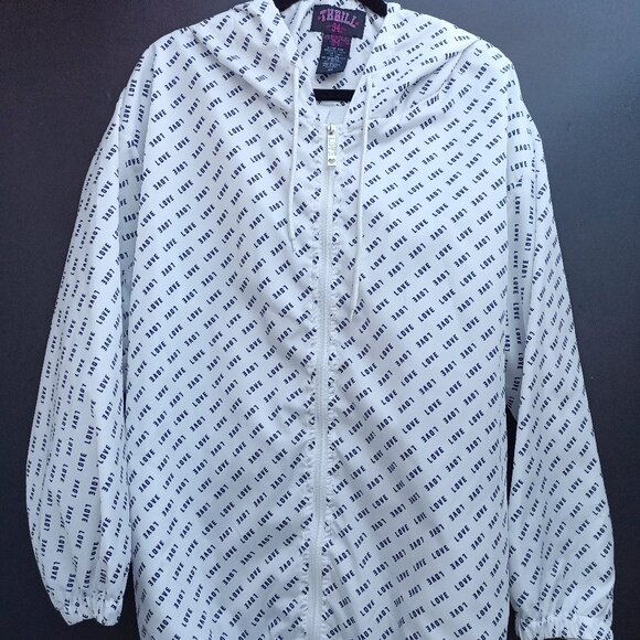 THRILL 94 Women’s Active Windbreaker Jacket Hooded White “Love” Size 3X - Picture 5 of 9